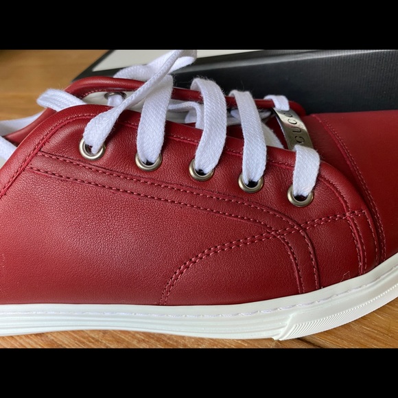 Gucci Red Leather Miro'soft Logo Sneakers - Picture 8 of 16